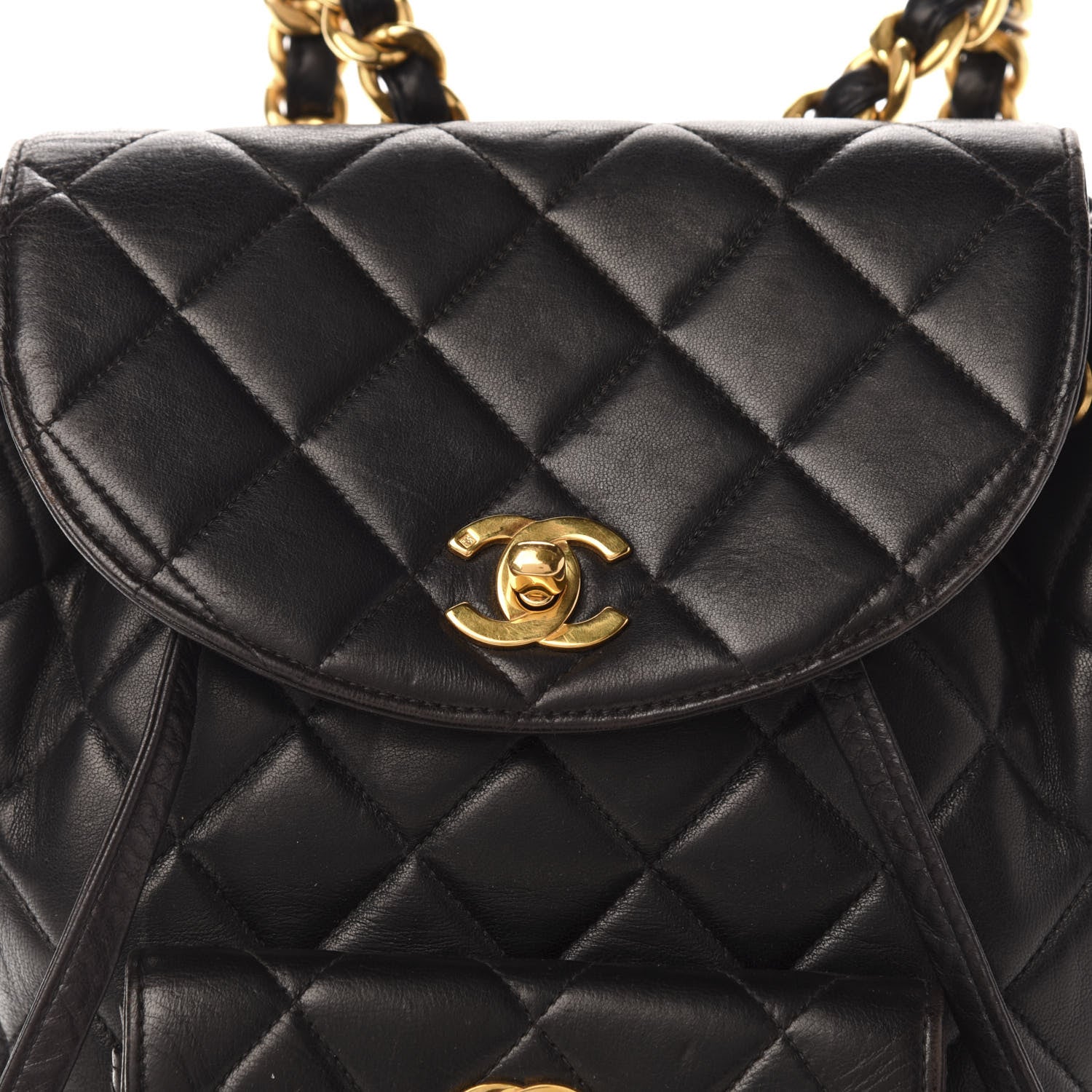 Chanel Lambskin Quilted Drawstring Backpack Black 11 of 11