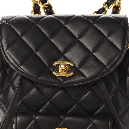 Chanel Lambskin Quilted Drawstring Backpack Black 11 of 11