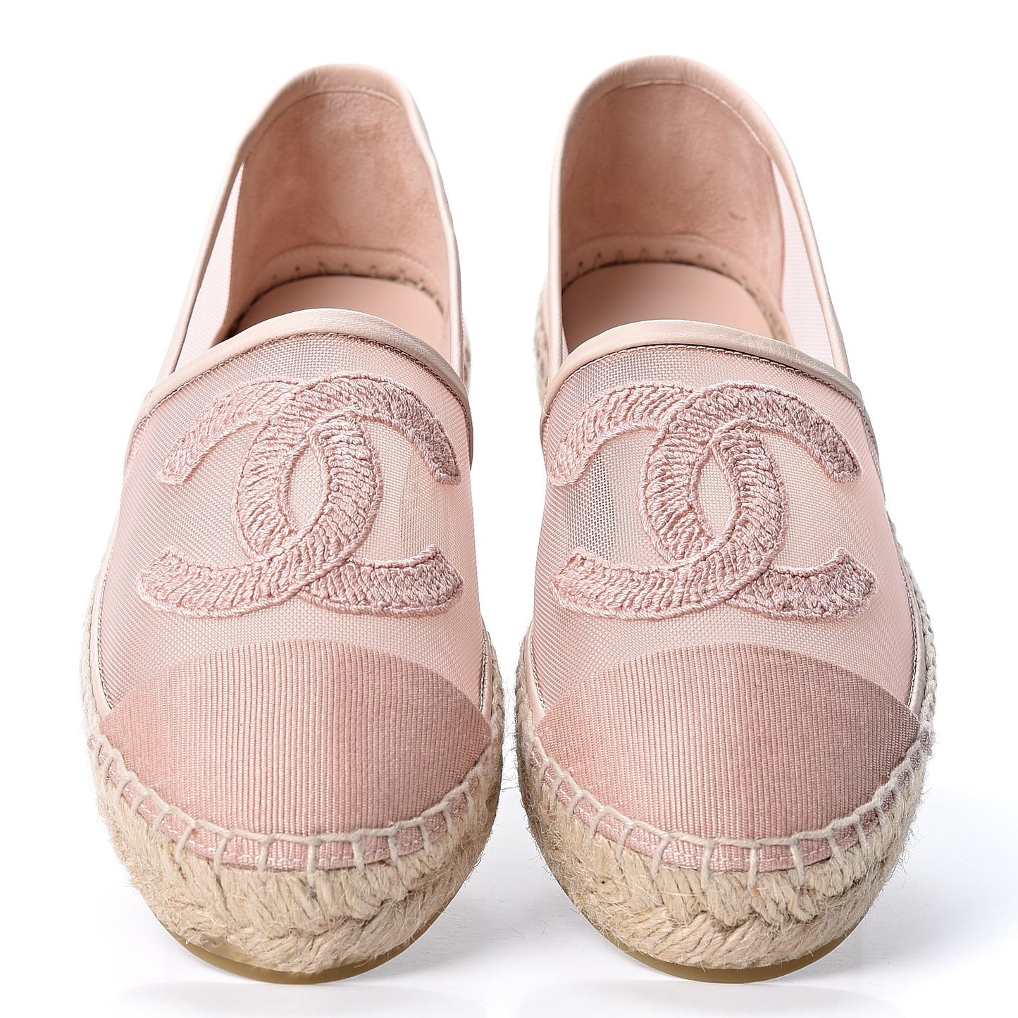 Mesh Grosgrain CC Espadrilles 36 Pink