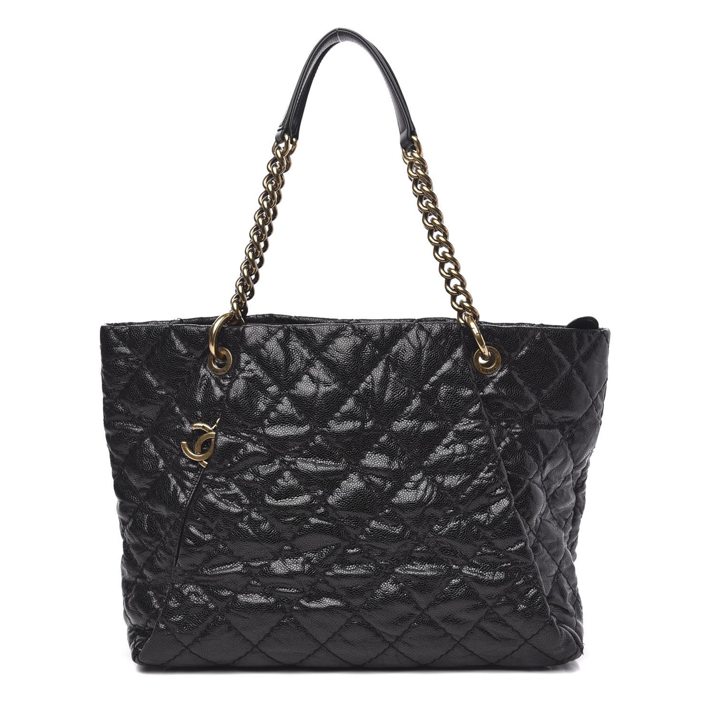 Glazed Caviar Coco Pleats Tote Black