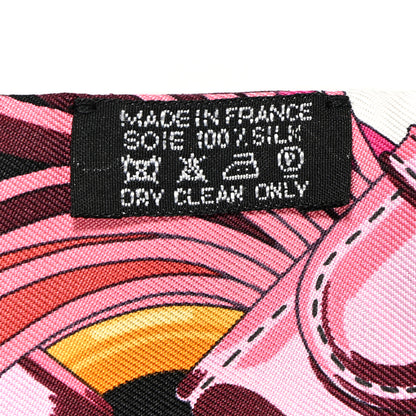 Hermes Silk Coaching Twilly Fuchsia Bleu Black 4 of 4