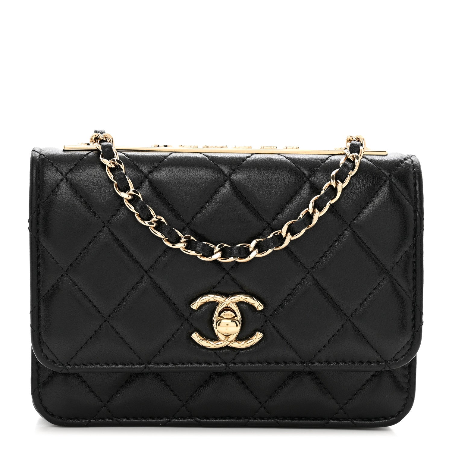 Chanel Lambskin Quilted Mini Trendy CC Wallet On Chain WOC Black 1 of 12