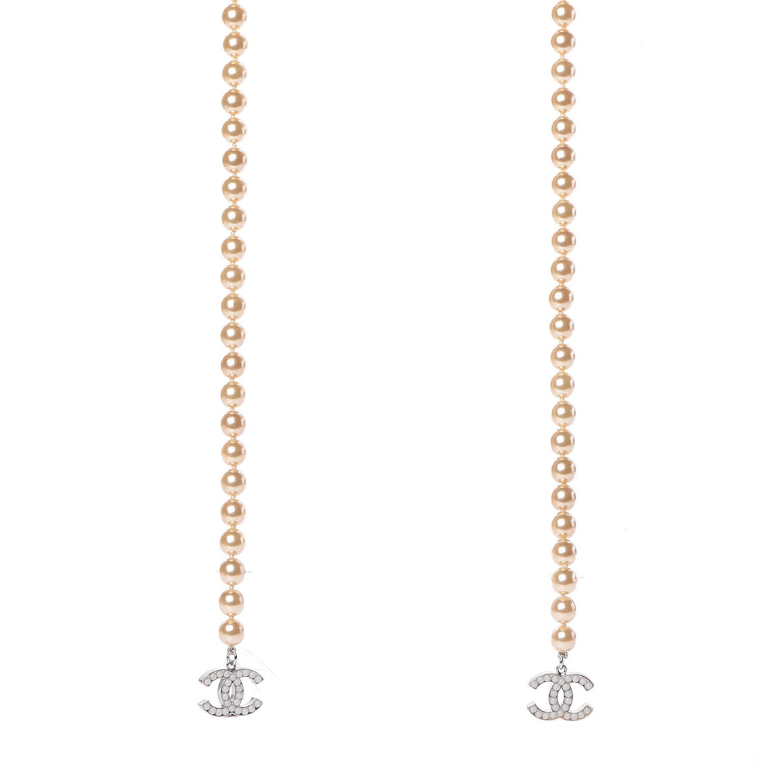 Chanel Pearl CC Long Necklace Silver Blanc Nacre 4 of 5