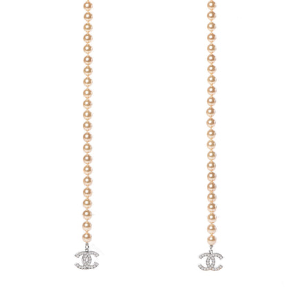 Chanel Pearl CC Long Necklace Silver Blanc Nacre 4 of 5