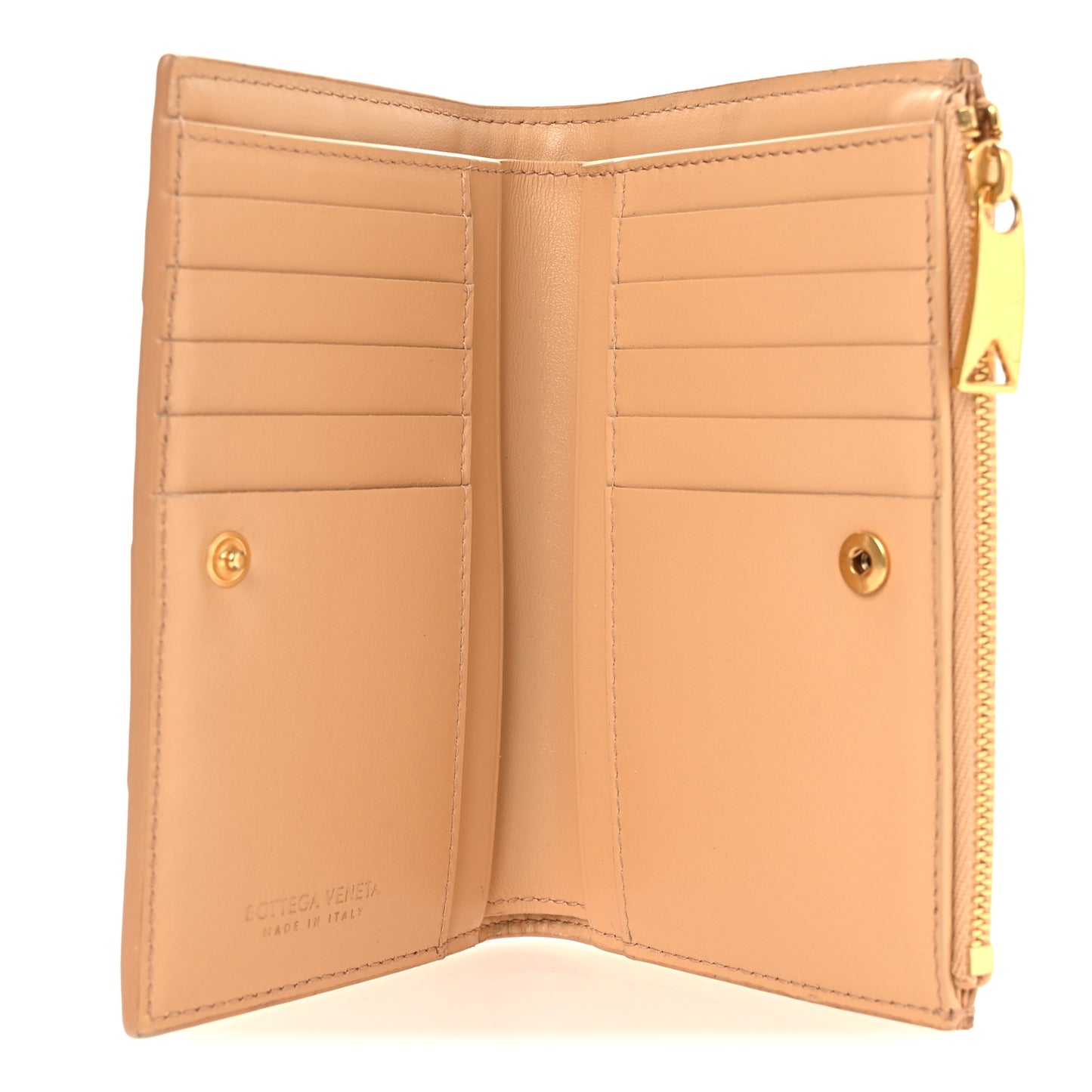 Nappa Maxi Intrecciato Medium Cassette Bifold Zip Wallet  Porridge