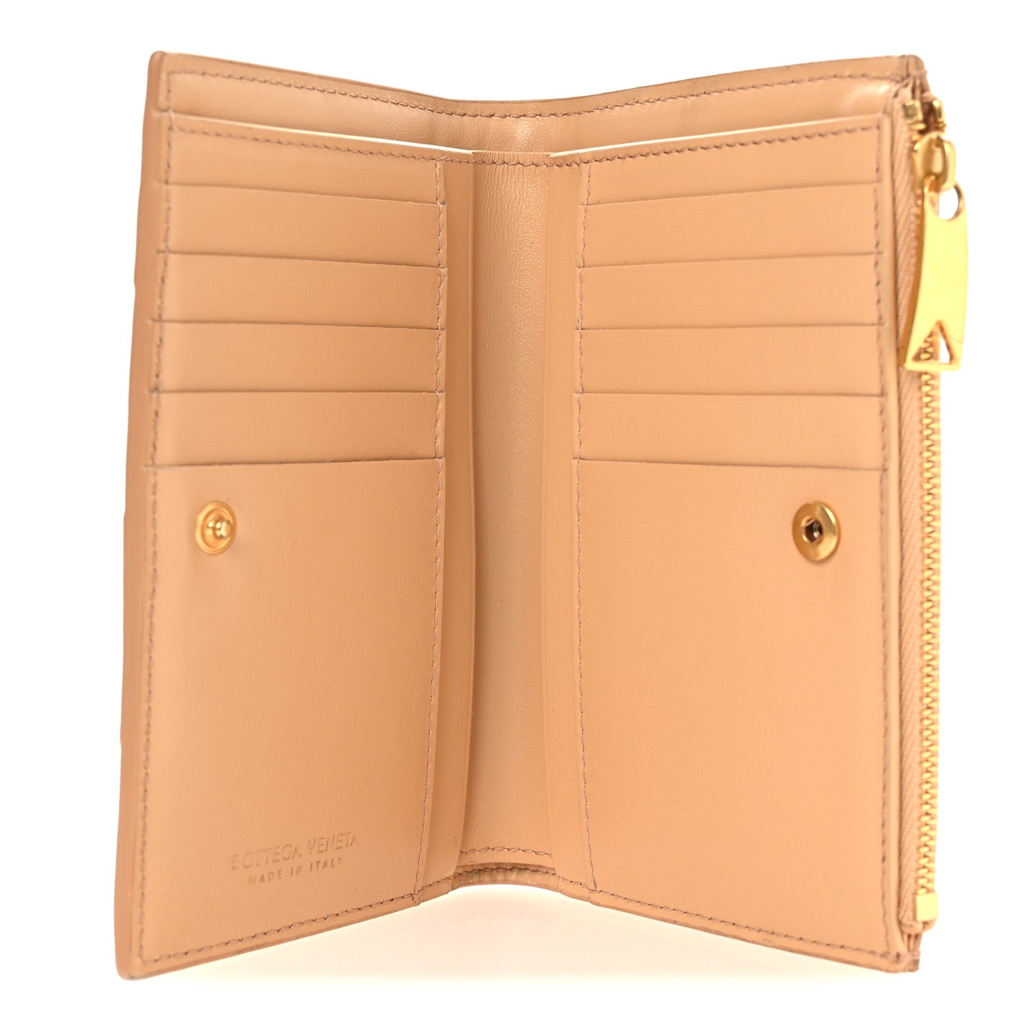 Bottega Veneta Nappa Maxi Intrecciato Medium Cassette Bifold Zip Wallet  Porridge 5 of 8