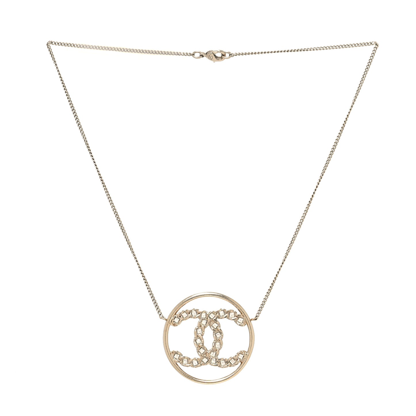 Baguette Crystal High Society CC Pendant Necklace Gold