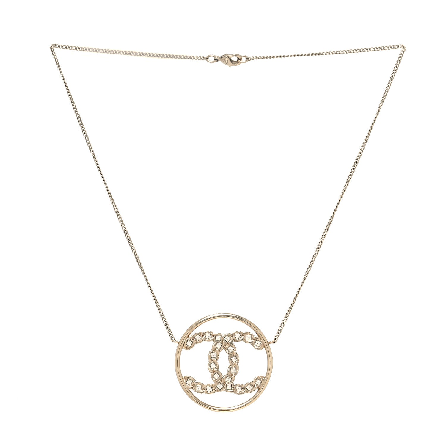 Chanel Baguette Crystal High Society CC Pendant Necklace Gold 3 of 5