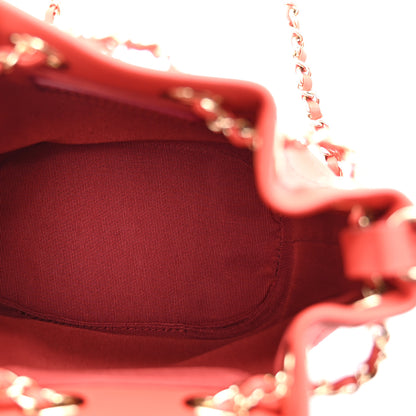 Chanel Calfskin Stitched Chain Bucket Bag Coral 5 of 10