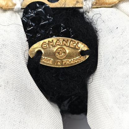 Chanel Lace CC Bow Brooch Black White 3 of 4