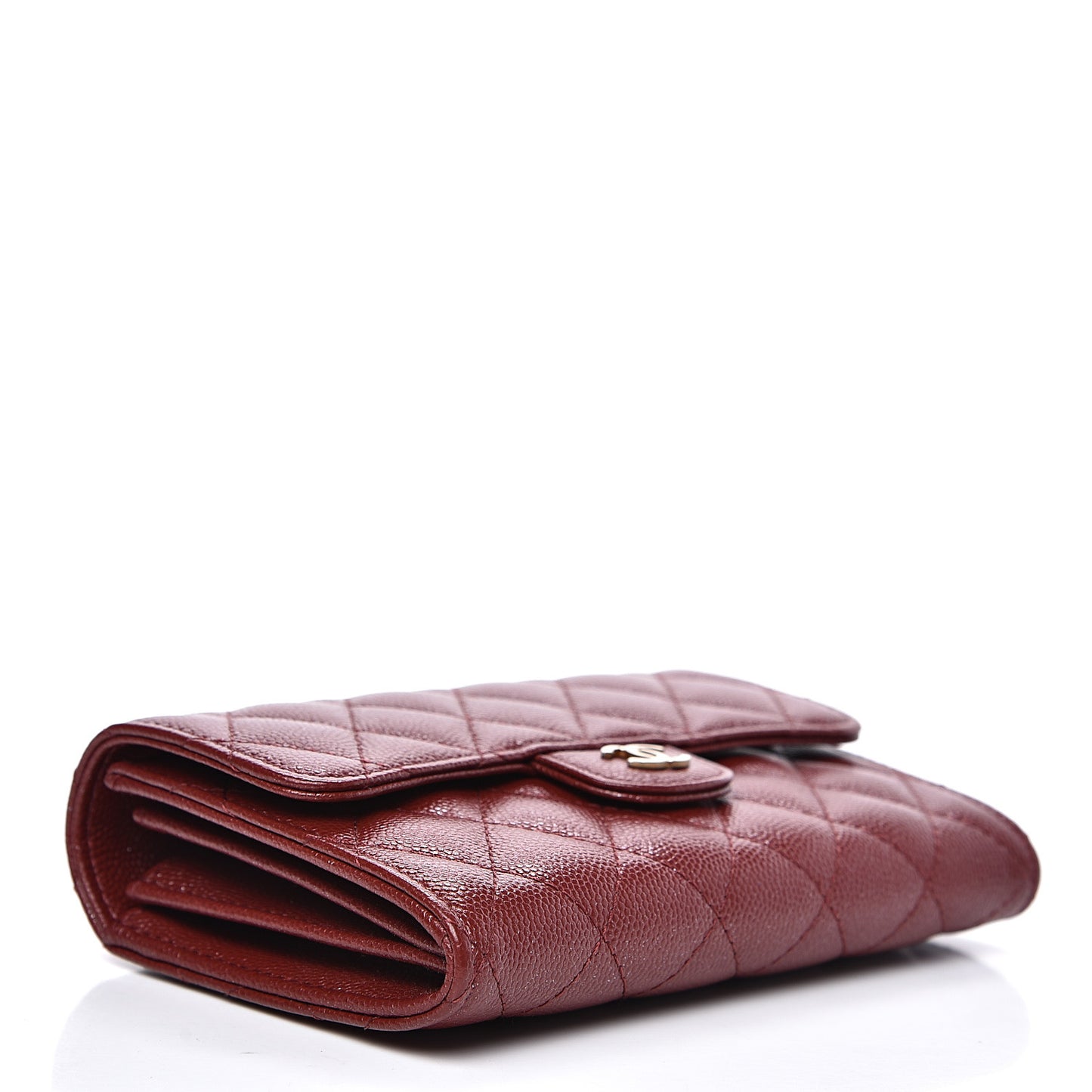 Caviar Quilted Medium Flap Wallet Burgundy