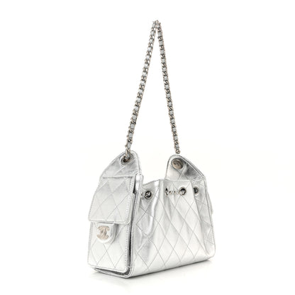 Chanel Metallic Caviar Quilted Mini Chanel 25 Handbag Silver 3 of 10