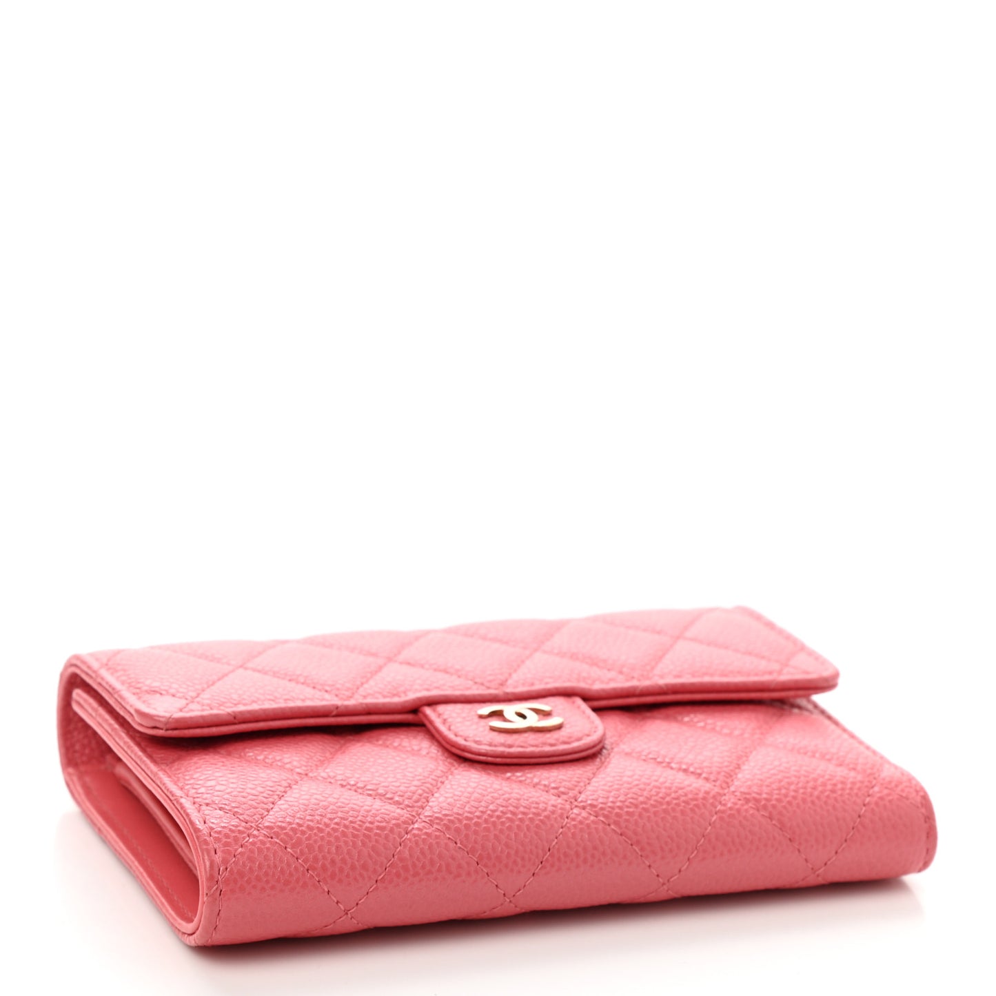 Caviar Quilted Medium Flap Wallet Dark Pink
