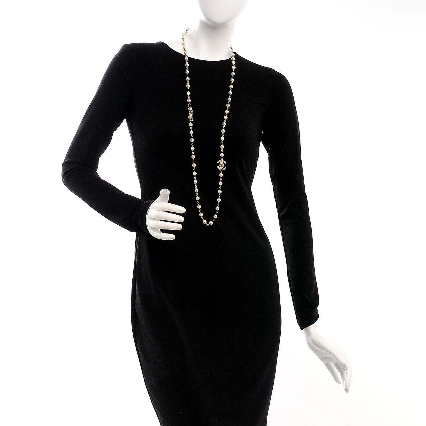 Pearl CC Long Necklace Gold