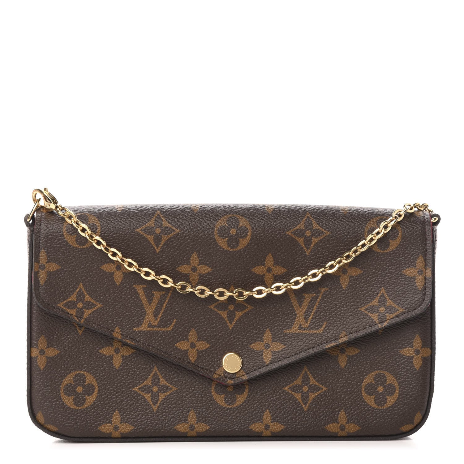 Louis Vuitton Monogram Pochette Felicie Chain Wallet Fuchsia 1 of 14