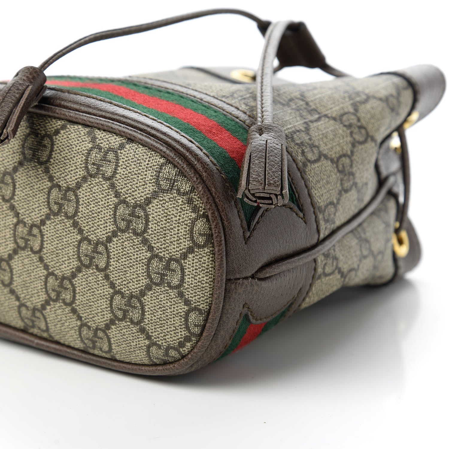 Gucci GG Supreme Monogram Web Mini Ophidia Bucket Bag Brown 7 of 10