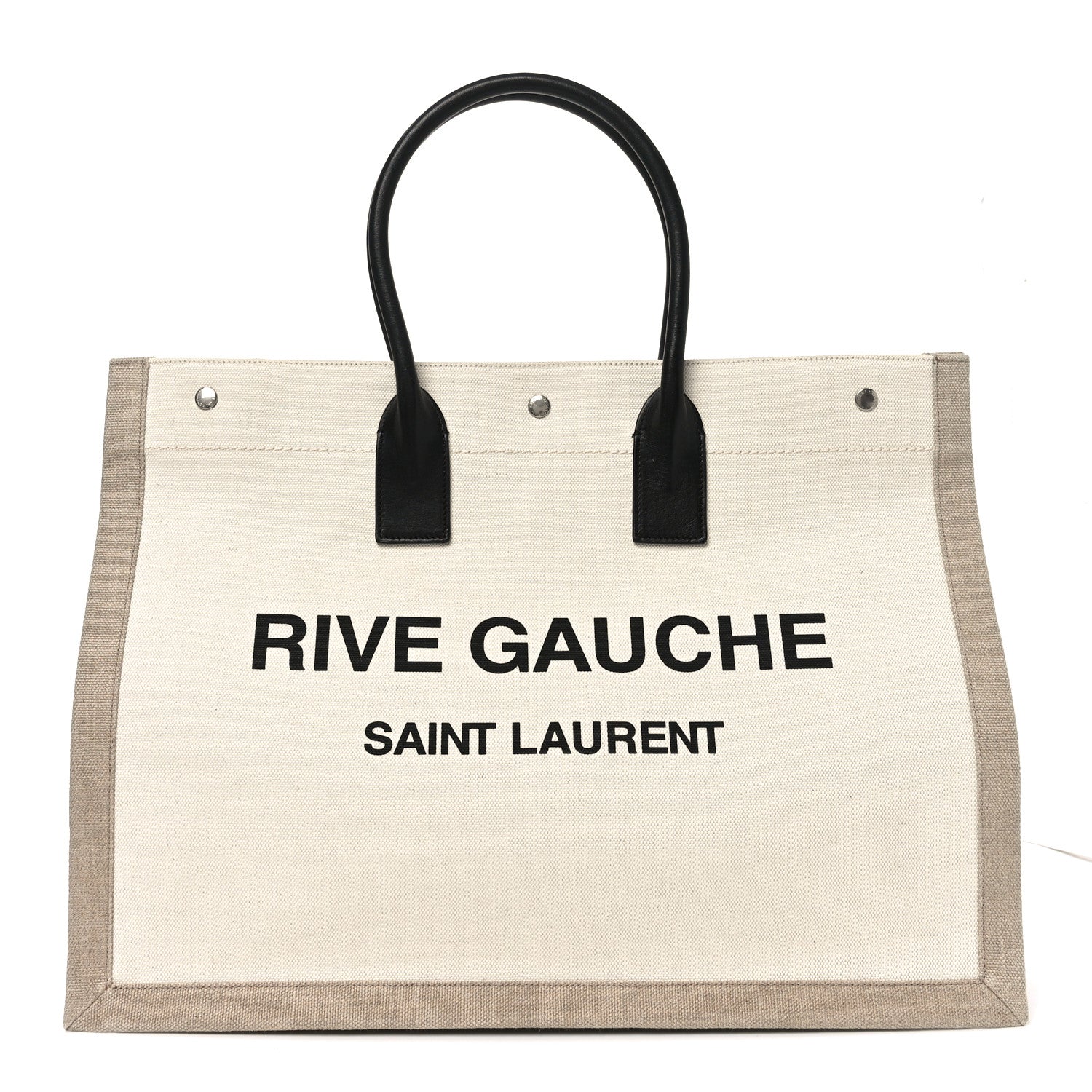 Saint Laurent Linen Calfskin Rive Gauche Tote Optic White 1 of 10