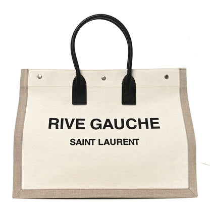 Saint Laurent Linen Calfskin Rive Gauche Tote Optic White 1 of 10