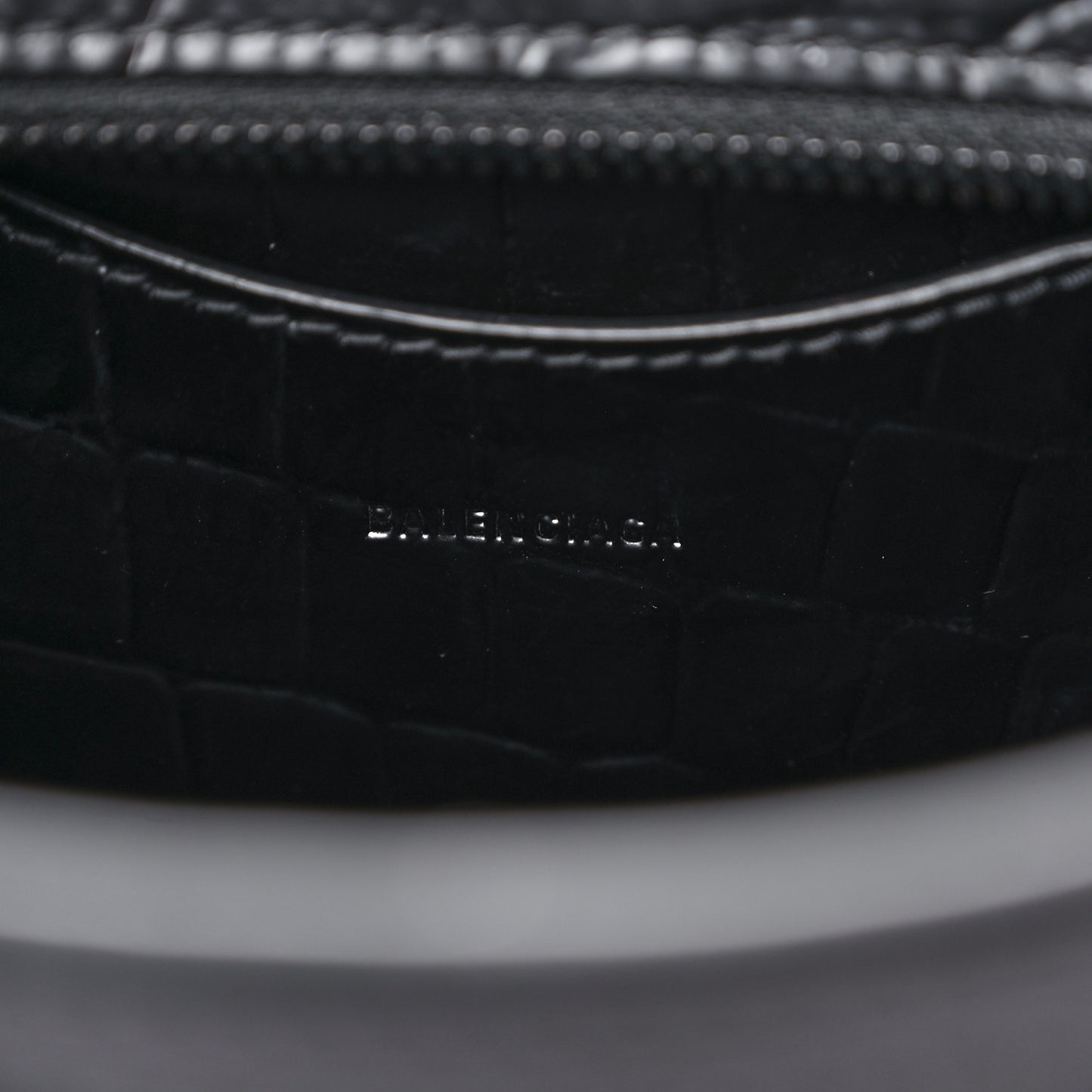 Semi Shiny Calfskin Crocodile Embossed Neo Classic Black Hardware Mini City Black
