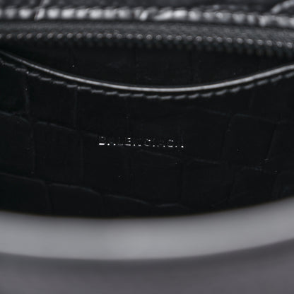 Balenciaga Semi Shiny Calfskin Crocodile Embossed Neo Classic Black Hardware Mini City Black 6 of 14