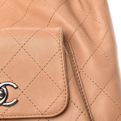 Chanel Calfskin Stitched Medium Urban Luxury Drawstring Backpack Beige 13 of 15