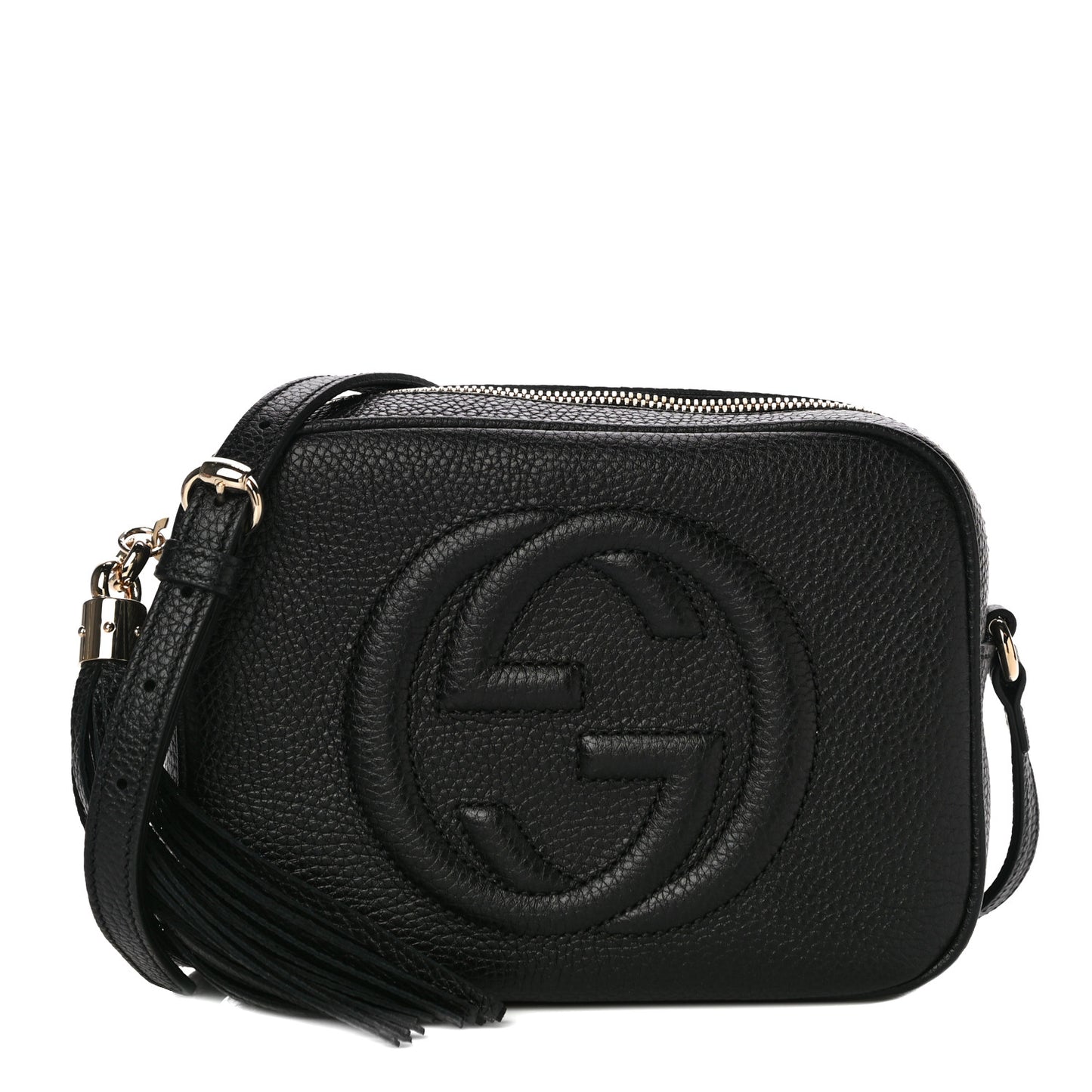 Pebbled Calfskin Small Soho Disco Bag Black