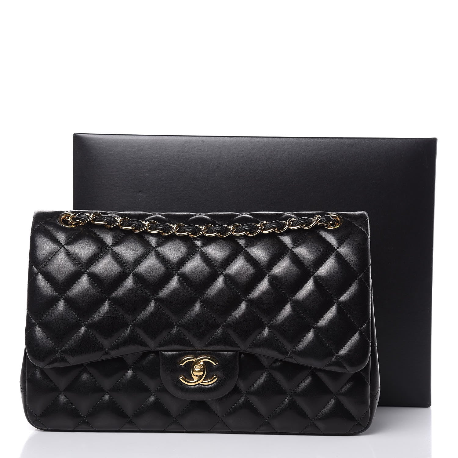 Chanel Lambskin Quilted Jumbo Double Flap Black 16 of 16