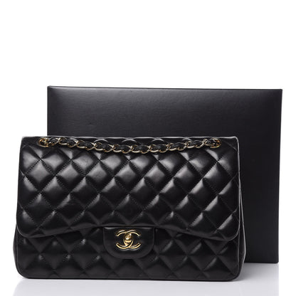 Chanel Lambskin Quilted Jumbo Double Flap Black 16 of 16