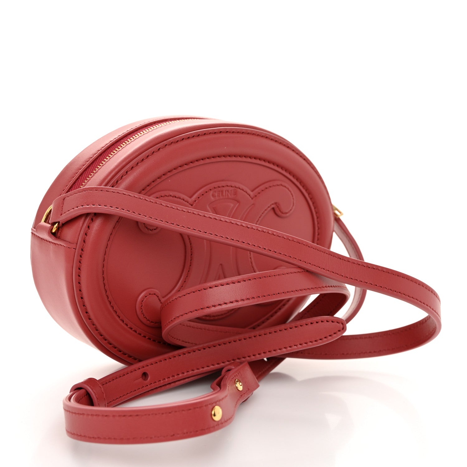 Celine Smooth Calfskin Small Triomphe Oval Crossbody Purse Lipstick 3 of 10