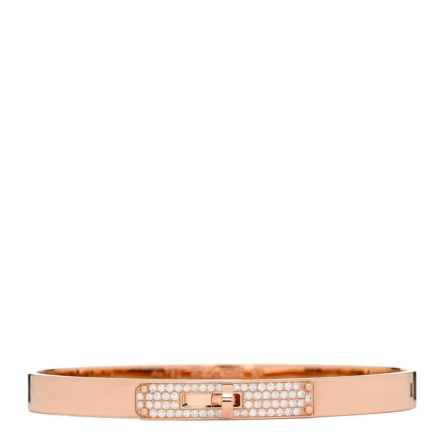 Hermes 18K Rose Gold Diamond PM Kelly Pave Bracelet SH 1 of 5