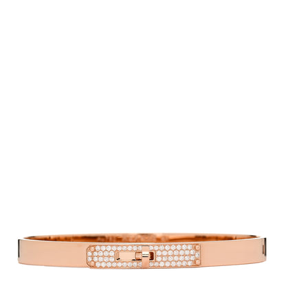 Hermes 18K Rose Gold Diamond PM Kelly Pave Bracelet SH 1 of 5