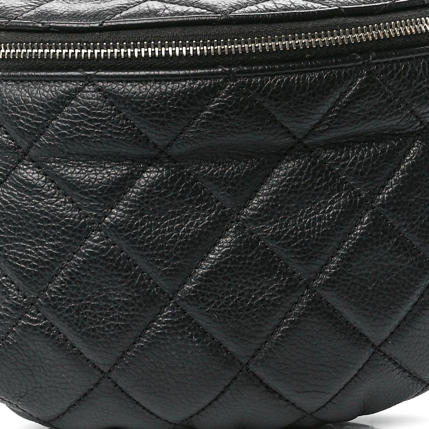 Grained Calfskin Quilted Waist Belt Bag Black