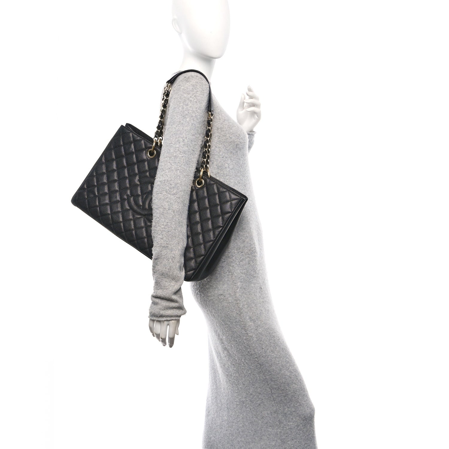 Chanel Caviar Quilted XL Grand Shopping Tote GST Black 2 of 10
