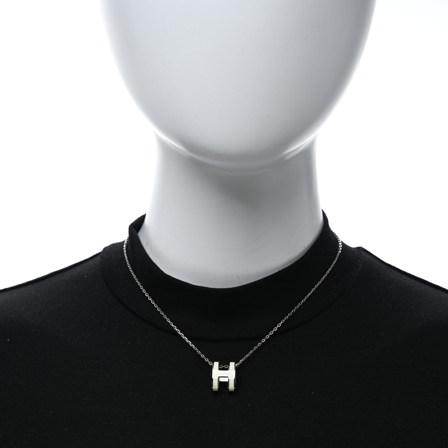 Palladium Mini Pop H Pendant Necklace White