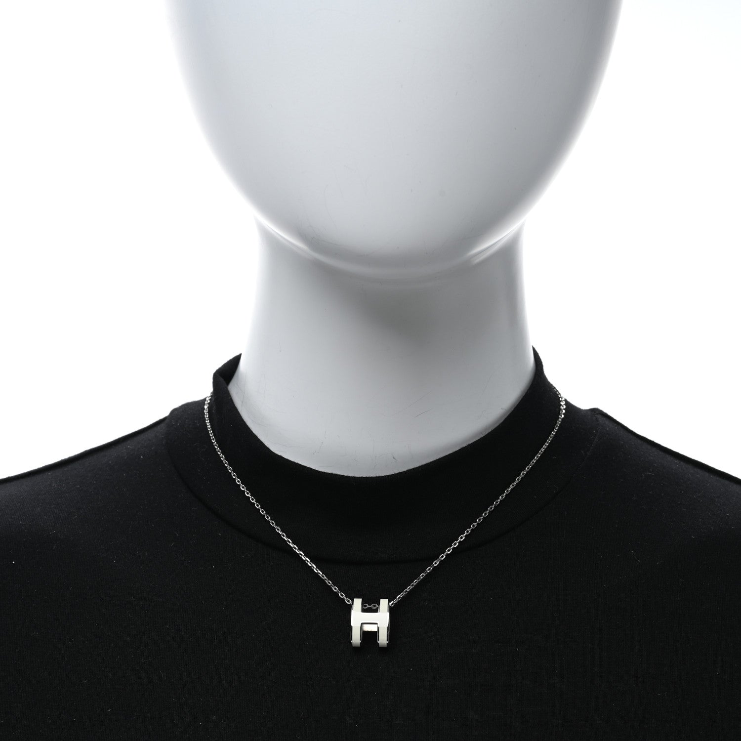 Hermes Palladium Mini Pop H Pendant Necklace White 3 of 6