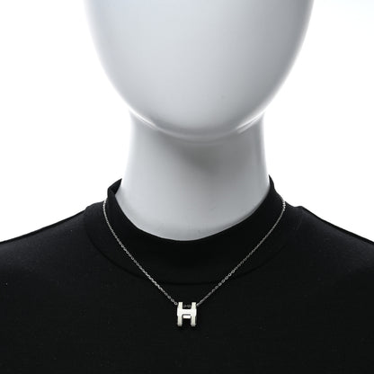 Hermes Palladium Mini Pop H Pendant Necklace White 3 of 6