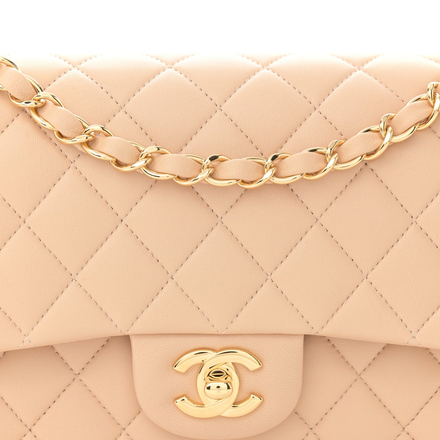 Chanel Lambskin Quilted Medium Double Flap Beige 8 of 10