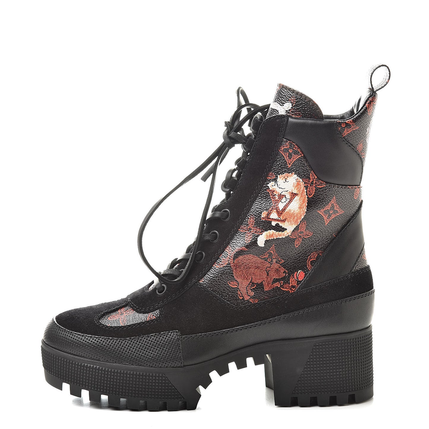 Suede Calfskin Catogram Laureate Platform Desert Boots 37.5 Black Marron