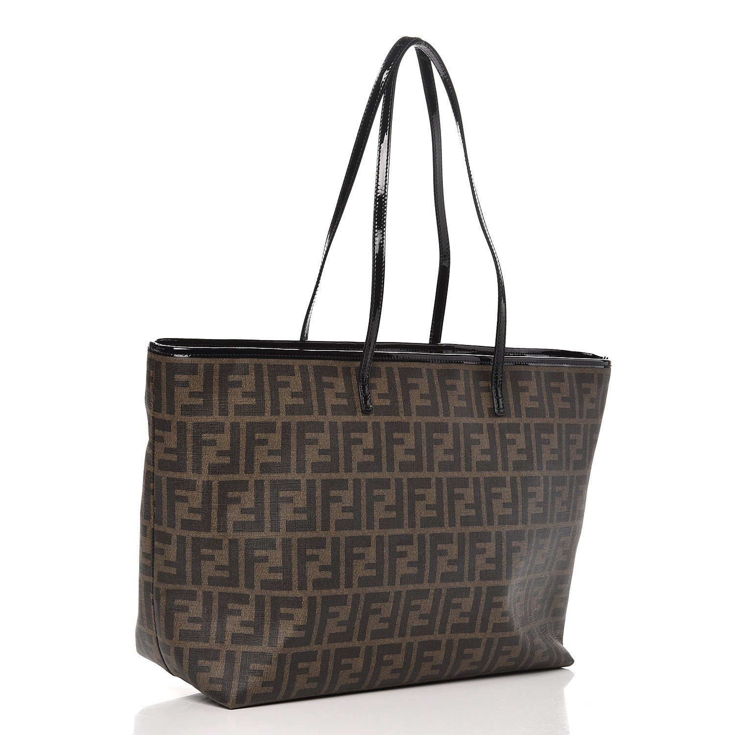 Fendi Zucca Spalmati Patent Baguette Print Medium Roll Tote Tobacco 3 of 12
