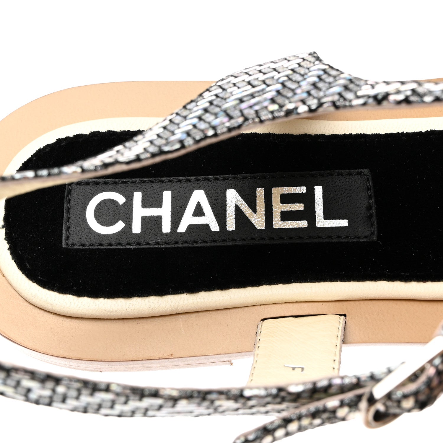 Chanel Fantasy Goatskin Suede CC Chain Thong Sandals 39 Silver Ivory 6 of 9