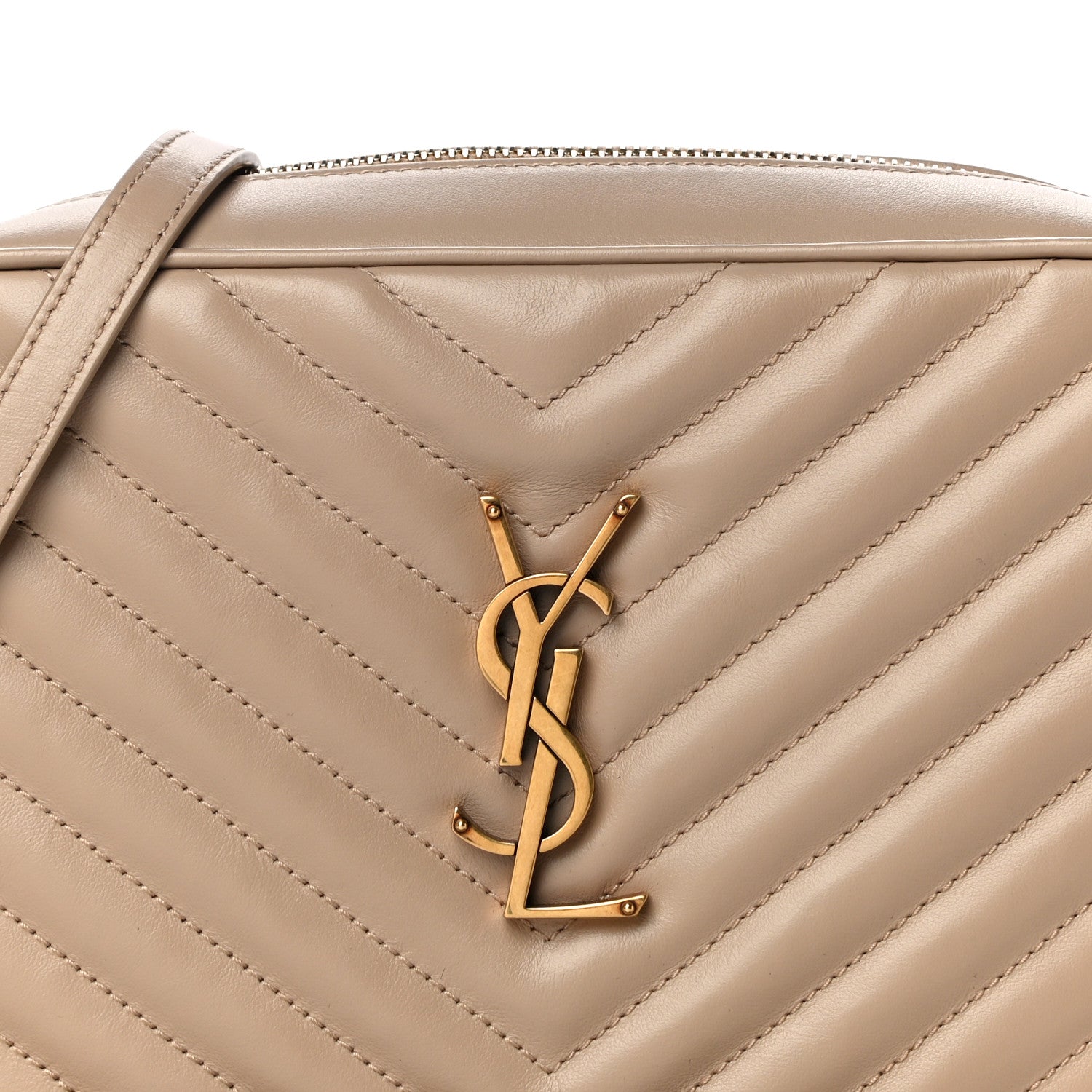 Saint Laurent Calfskin Matelasse Monogram Lou Camera Bag Dark Beige 8 of 12