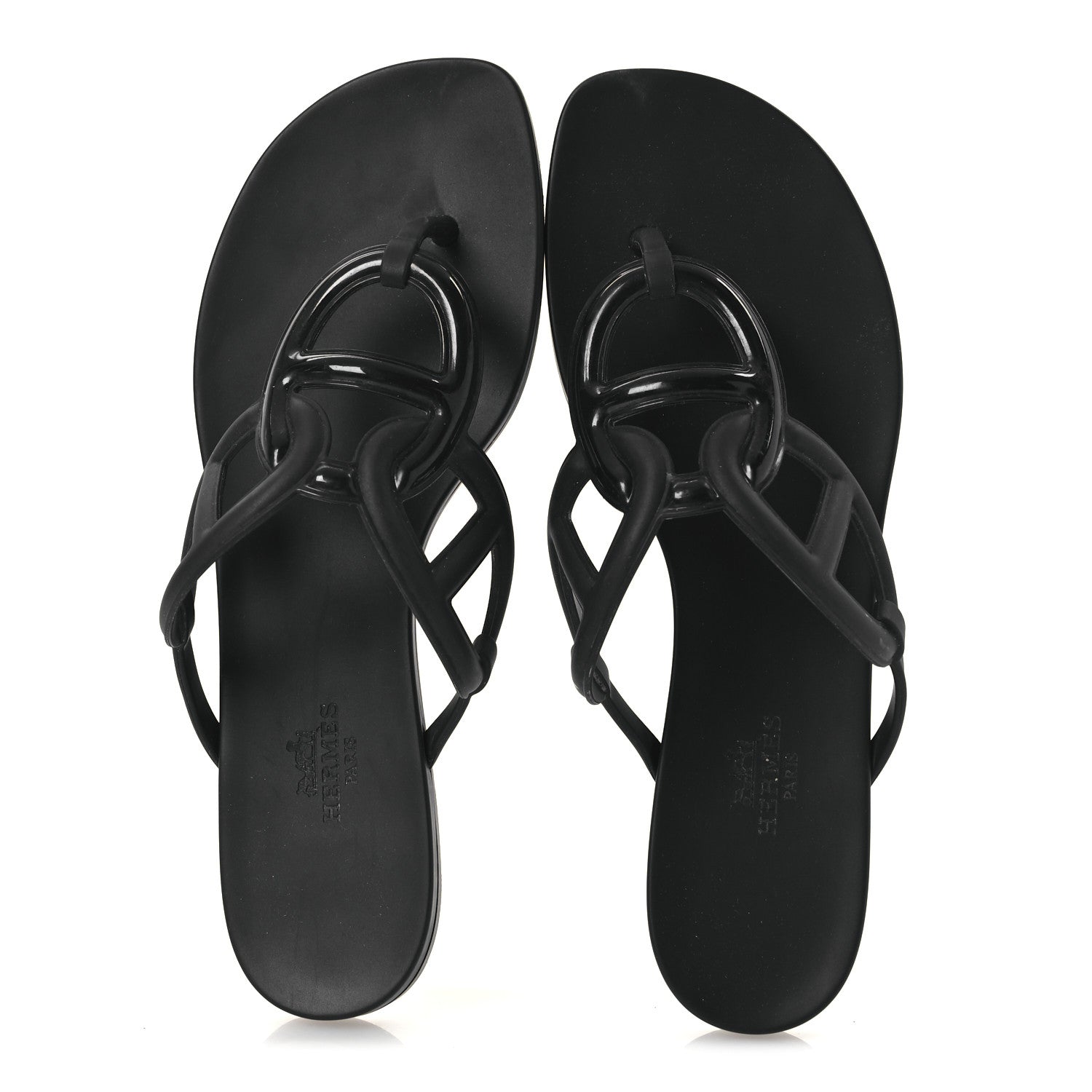 Hermes Rubber Womens Egerie Sandals 38 Black 6 of 12