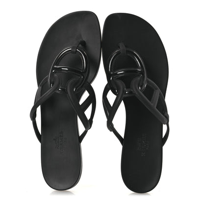 Hermes Rubber Womens Egerie Sandals 38 Black 6 of 12