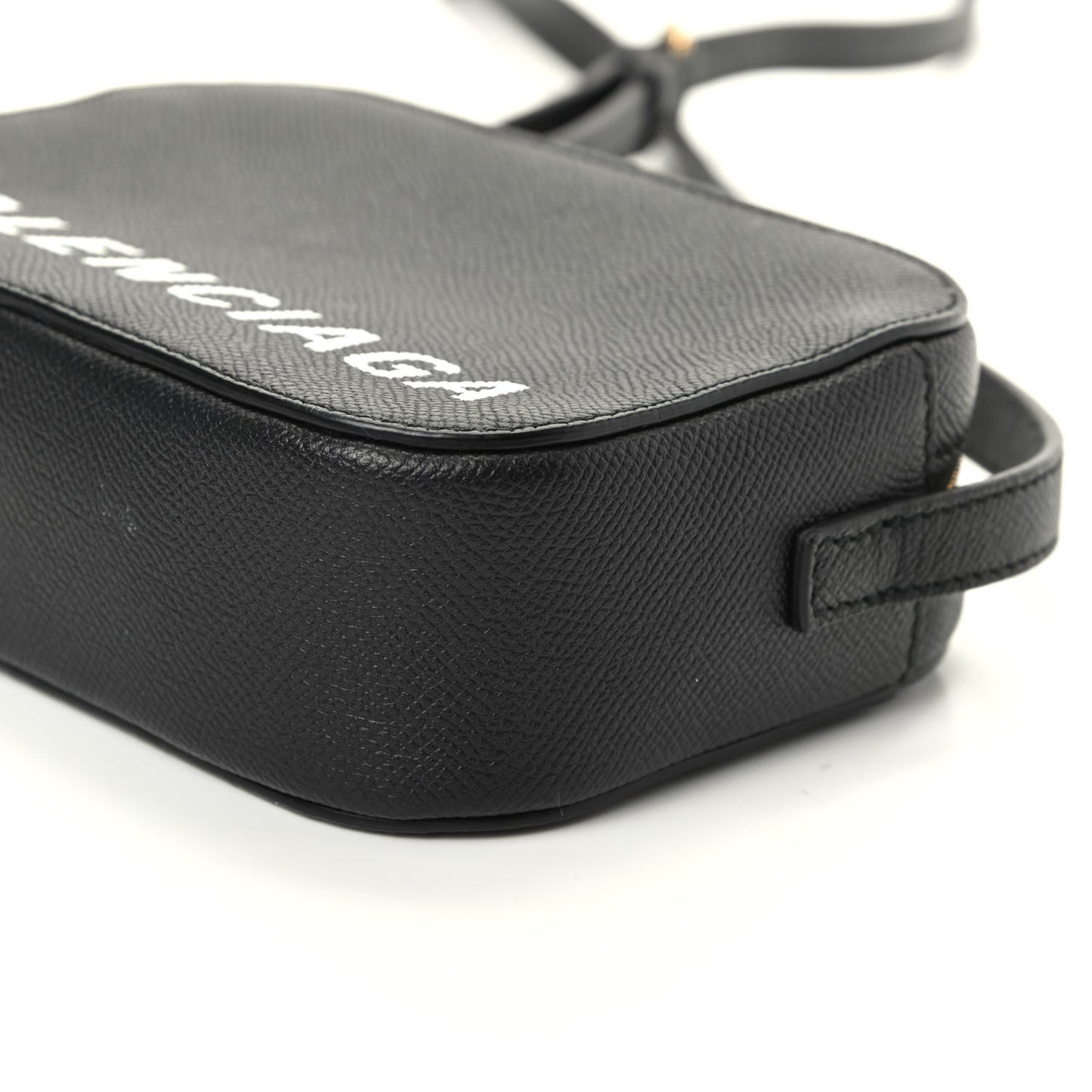 Signature Grained Calfskin Logo XS Ville Camera Bag Black White