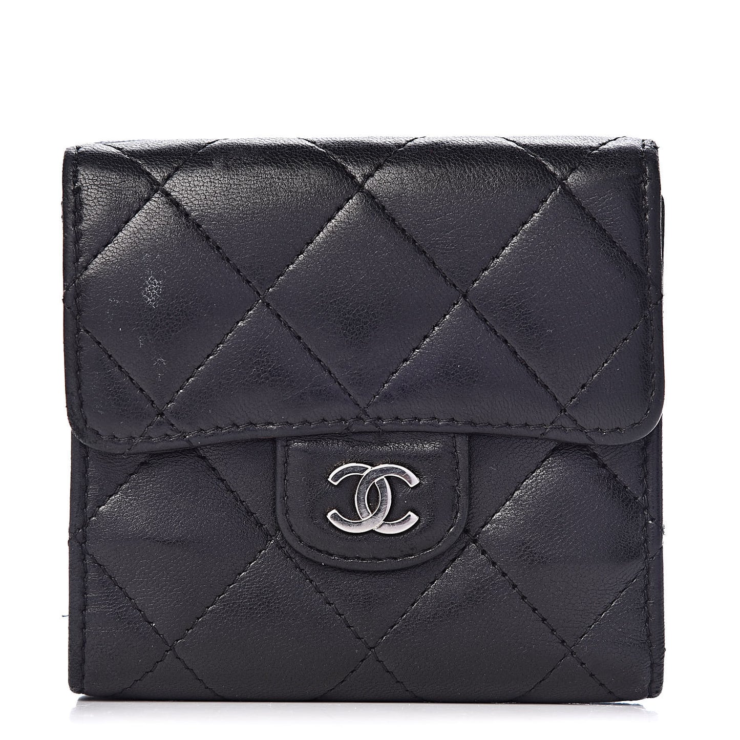 Lambskin Quilted Double Sided Wallet Black