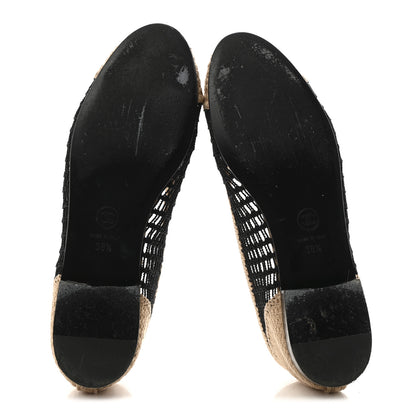 Chanel Raffia Cap Toe Ballerina Flats 38 Black Beige 6 of 11
