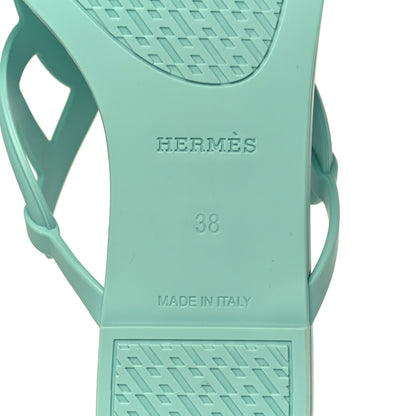 Hermes Rubber Womens Egerie Sandals 38 Vert Embrun 6 of 9