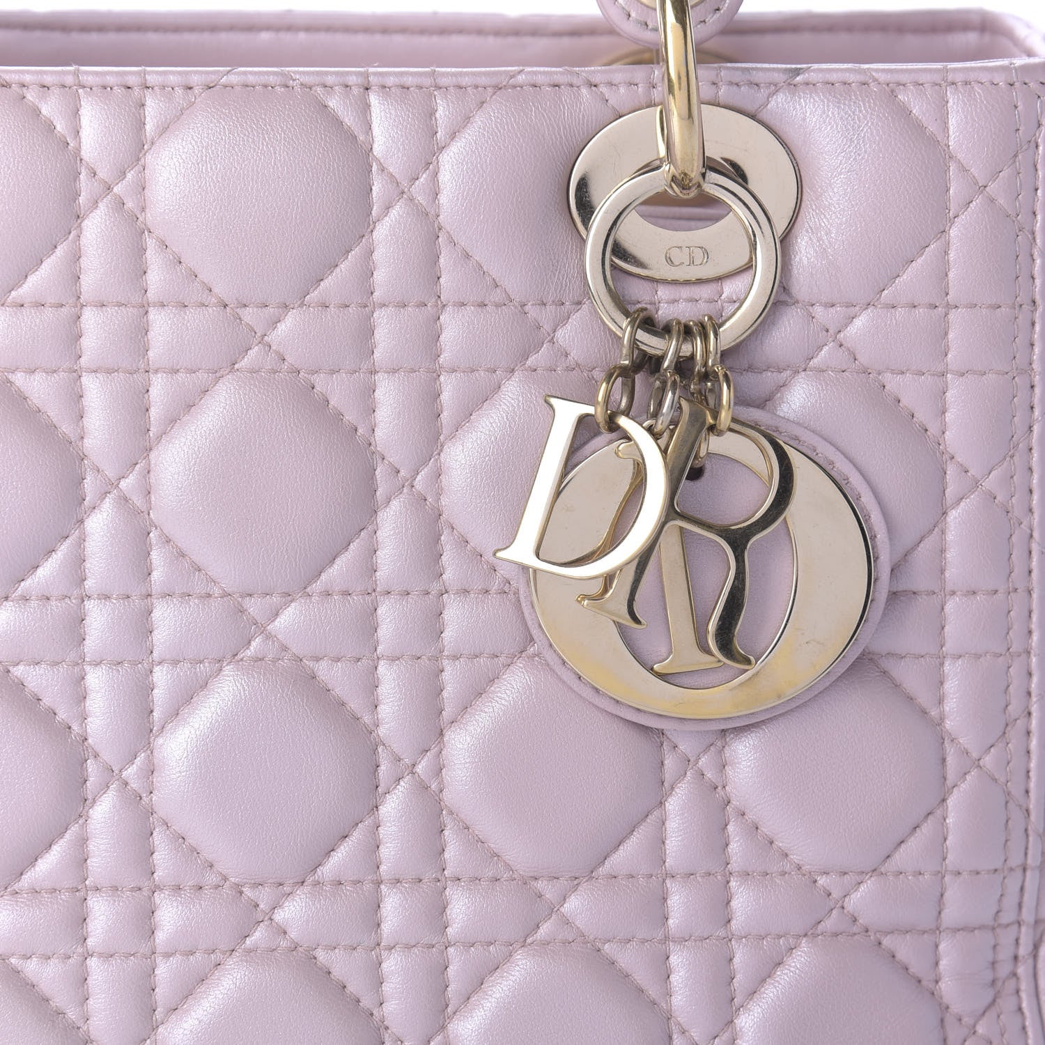 Christian Dior Pearly Lambskin Cannage Medium Lady Dior Lotus 10 of 10
