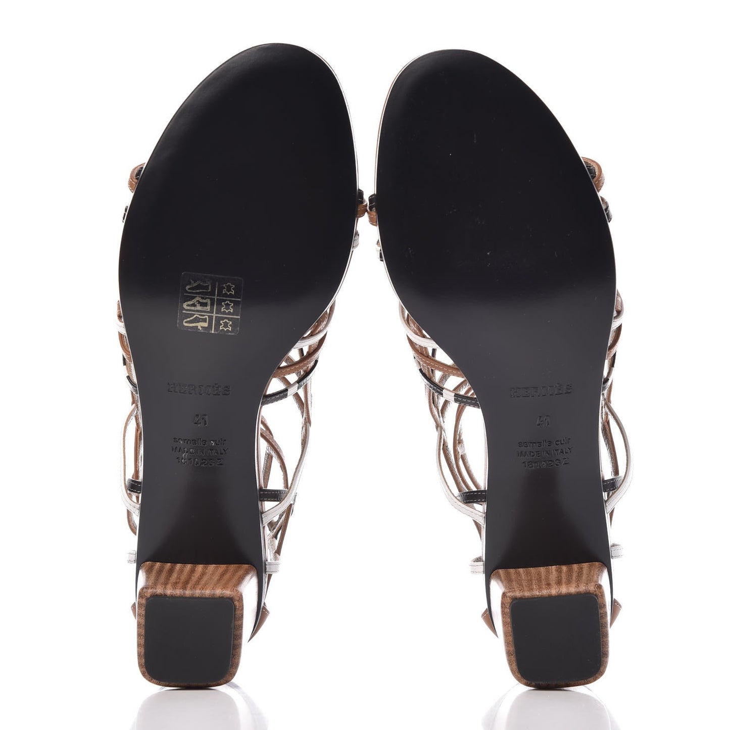 Calfskin Ragazza Sandals 41 Palissandre White Black