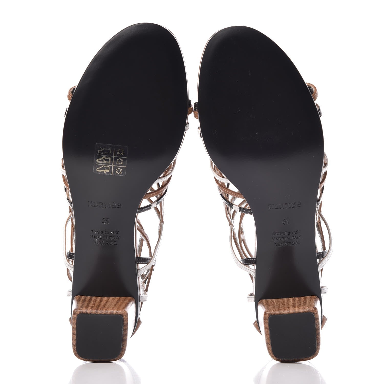 Hermes Calfskin Ragazza Sandals 41 Palissandre White Black 5 of 9